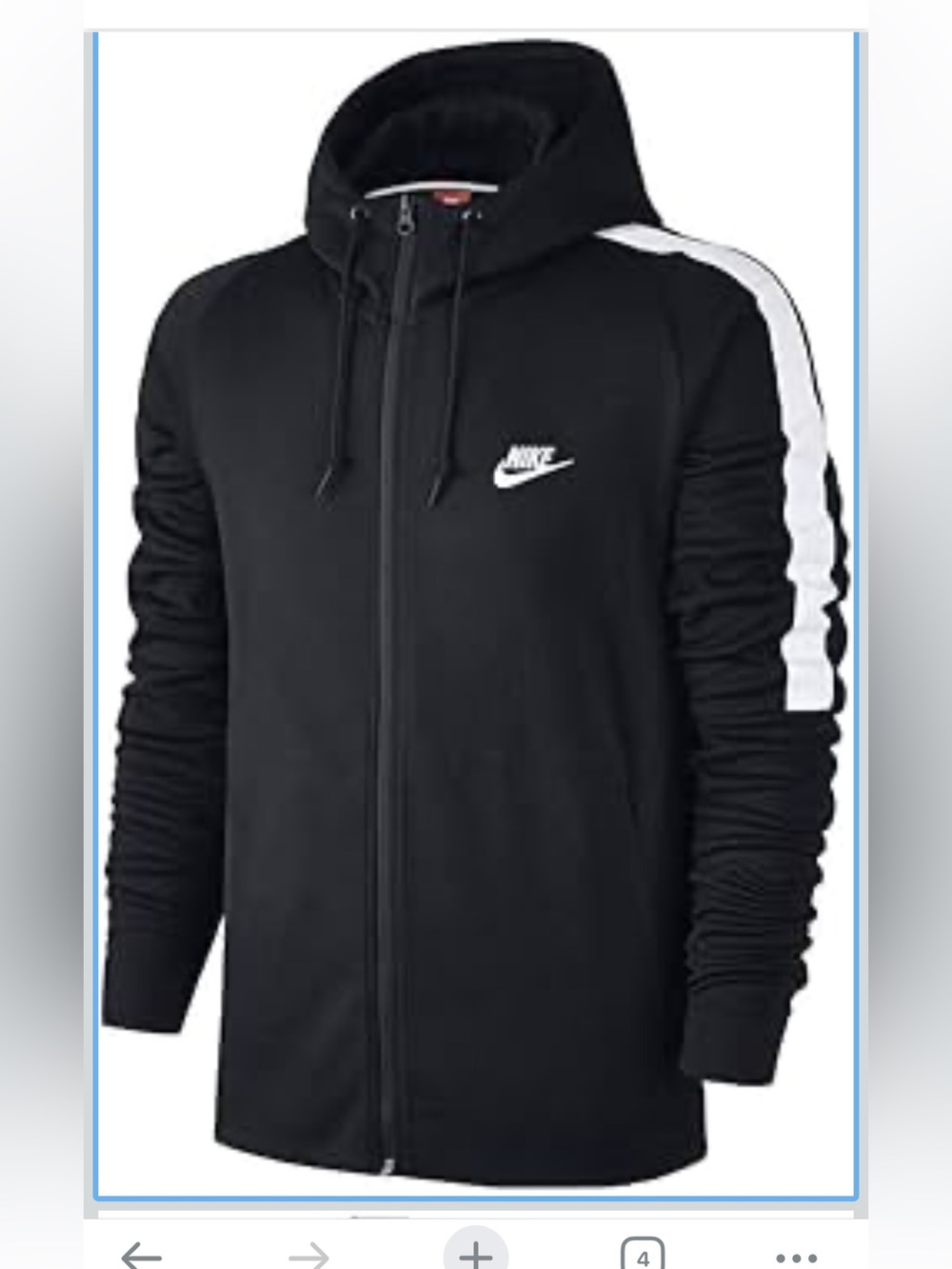 Nike Black Sweatshirt Hoodie with White trim  size Medium